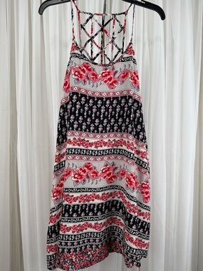 Entro Floral Strappy Back Dress Size S Boho Sleeveless Lined